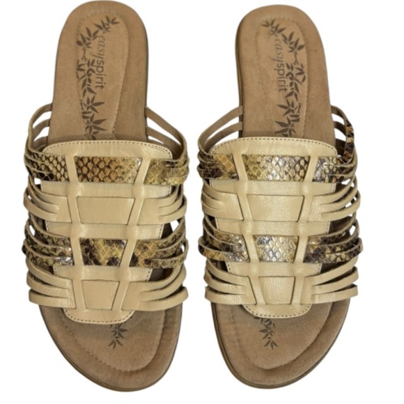 Easy Spirit Ellis Beige and Brown Snakeskin Leather Slip On Sandals Size 7.5 - Picture 11 of 13